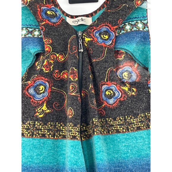 Estelle Multicolor Sleeveless Knit Dress With Front Zipper & Floral Pattern Wome - Picture 3 of 8